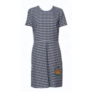 NEW BOUTIQUE MOSCHINO Gingham Dress Size 10 Floral‎ Embroidery Pockets Checkered